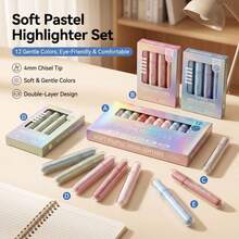 4-Color Fluorescent Highlighter Pens, Classroom Note-Taking, Key Point Marking, Student Use, Hand-Drawn Posters, Planner Pens - Multicolor - View 2
