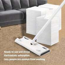 1 Set Mopa Electrostática para Polvo, Uso en Seco y Húmedo, Mopa Plana, Papel Electrostático Desechable para Limpieza de Suelos del Hogar, Paño de Limpieza Electrostática para Mopa (Algunas Partes de Color Aleatorio) - A - Ver 2