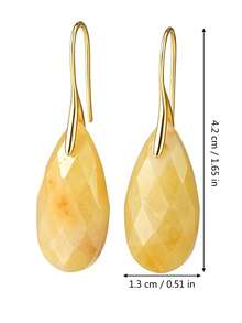 Yumfeel Elegantes Pendientes de Moda con Colgante de Lágrima de Jade Amarillo, Joyería Exquisita Chapada en Oro de 18K, Adecuado para Baile, Fiesta y Regalo de Cumpleaños, Feliz Halloween - Multicolor - Ver 9