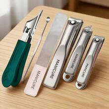 6pcs Set For Thick And Ingrown Nails – Designed For Seniors, Portable Home Nail Care Kit, Anti-Splash Nail Clipper + Cuticle Tools, Complete Manicure Set, Compact For Travel And On-The-Go Storage - A - View 2