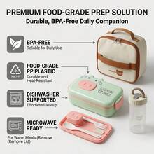 Cartoon Bento Box Adult, PP Plastic Microwavable Lunch Containers, Meal Prep Containers With Dividers, Travel Food Containers With Lids, Bento Box With Lunch Bag Water Bottle Fork Spoon, School Student Lunch Set - Multicolor - View 10
