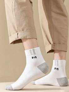 5/10 Pairs Men's Letter M Short Socks, Versatile Casual Socks - Multicolor - View 2