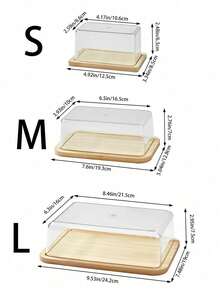 1pc Bamboo Butter Dish With Lid, Butter Box, Cake Box, Small Transparent Storage Container For Butter, Small Cakes, Fruits, Bread, Cheese - View 2