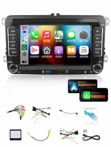 適用於 VW Golf MK5 MK6 Jetta Beetle Passat Sharan Tiguan Touran Seat Polo 的汽車收音機,支援無線 CarPlay 與 Android Auto,7 吋 VW 觸控螢幕主機 / 攝影機(可選),附 FM AM 收音機 - MP5 - 查看 10