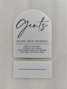 1pc Unisex Acrylic Restroom Sign, Modern Style Wedding Restroom Sign With Base, Printed With "Please Help Yourself" Male/Female Hospitality Basket Decor, Suitable For Wedding Reception, Event And Bridal Shower Party Tabletop Sign - View 6