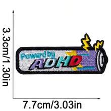 4 Powered By ADHD Embroidery Patches, Unique Fun Battery Design, Vintage Humor, Niche Street , College Style, Outdoor Locomotive Riding, Graffiti, Sewing Or Ironing Badges, Badges Decals, DIY Accessories, Decorations Or Mending For Clothes - 4 Items - View 2