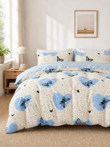 2/3pcs Heart Pattern Duvet Set, Ultra-Soft Breathable Microfiber For All Seasons. Washable, Pill/Shrink/Wrinkle Resistant. Fits INS & Country Styles, King/Queen/Full/Twin. Great For Home, Dorm, Apartment, Guest Room, Rentals & Gifts. - Multicolor - View 1
