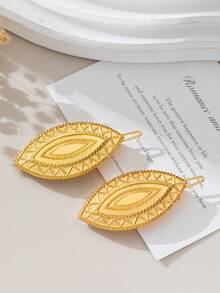 Herseygold 1 Pair Olive-Shaped Women's Hair Clips With Arabic Pattern Gold-Plated Hair Accessories Middle East Wedding Festival Women's Headpiece - Gold - View 2