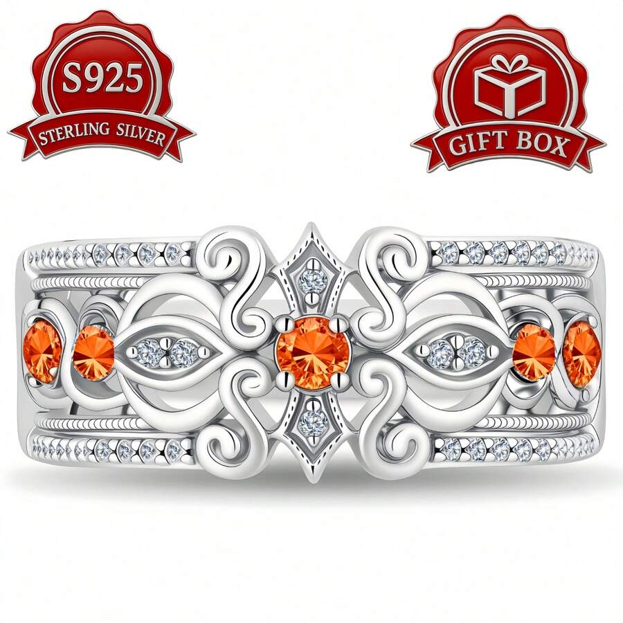 1pc S925 Sterling Silver Hollow Floral Pattern, Evening Luxury, Commute Versatile, Elegant & Exquisite, Niche Minimalist Design Women's Ring With Gift Box, Ideal Gift For Women And Girls On Any Occasion. Perfect Gift For Women, Perfect Christmas Gift, Gift For Mom, Gift For Wife, Gift For Daughter, Perfect Birthday Gift, Anniversary Gift, Graduation Gift, Mother's Day Gift, Valentine's Day Gift - Silver - View 1