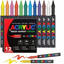 12/24/48/72 Colors Acrylic Paint Markers, Vibrant Colored Pens, Suitable For Artists And Hobbyists. Applicable For Painting On Stone, Wood, Calligraphy, Ceramic, Metal, Glass, Rock And Various Other Surfaces., Back To School - Round - View 16