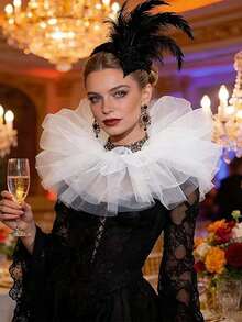 1 chiếc cổ áo bèo nhún tháo rời Halloween, cổ áo ruff phong cách Phục hưng cho trang phục ma cà rồng - Nhiều màu - Xem 1