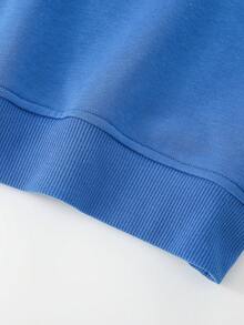 Boys' Round Neck Long Sleeve Sweatshirt With Helicopter Patch Embroidery, Loose Casual Pullover Sweatshirt For Toddlers And Young Children - Blue - View 6