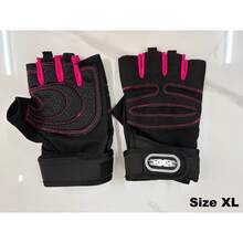 1 Pair Fitness Non-Slip Weightlifting Half-Finger Long Wrist Support Gloves - Pink - View 9