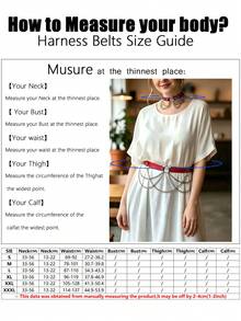 1pc Women's Red Gothic Leather Choker & Waist Chain Set, Multi-Layer Silver Chain Ring Harness, Punk Adjustable Neck Collar & Waist Chain, Nightclub Party Accessory - Red - View 5