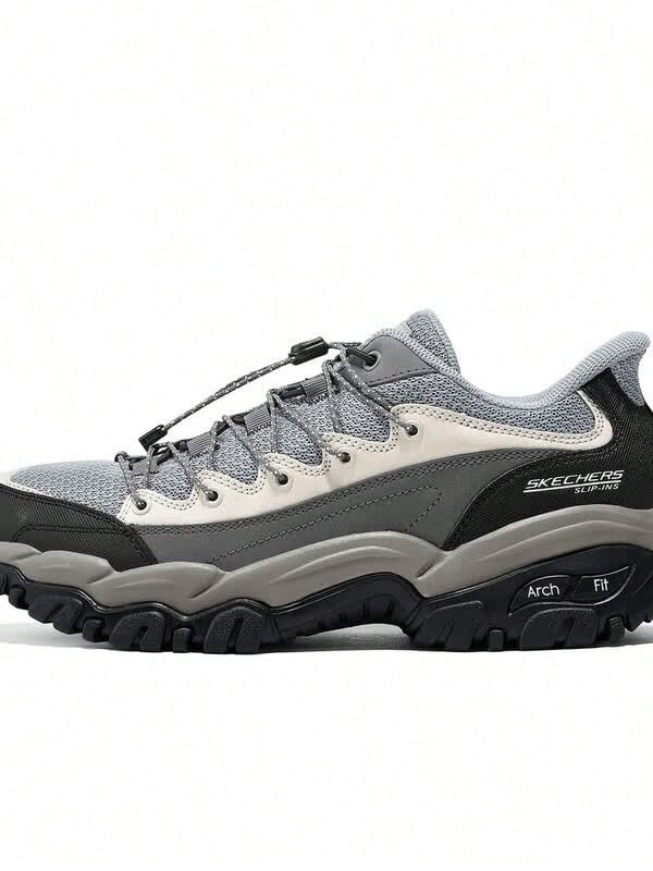 Skechers Men's ARCH FIT Arch Support Outdoor Low-Top Hiking Shoes Work Shoes Casual Sneakers - Dark Grey - View 1