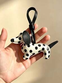 Polka Dot Dachshund PU Leather Keychain, Cute INS Style Spotted Puppy Bag Charm, Versatile Bag Pendant Accessory, Key Chain, Couple Gift Small Item - Multicolor - View 9