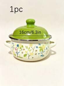 1 set peralatan masak enamel multifungsi ukuran 16-20cm, ringan dengan tutup kaca, termasuk panci sup, panci rebusan, dan wajan anti lengket, mudah dibersihkan, cocok untuk kompor gas dan induksi, tahan lama, set panci masak penting untuk dapur rumah dan restoran. - View 12