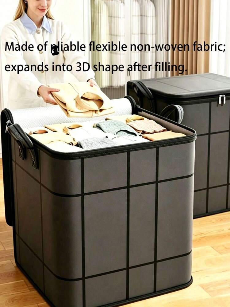 Black Thickened Large Capacity Storage Bag, Reinforced Stitching, Dustproof And Moisture-Proof, Foldable And Stackable, Suitable For Travel, Moving, Bedroom Storage, Dorm Essentials, College Storage Box, Blanket Storage, Closet Storage, Laundry Bag,Bedroom Room Decor,Back To School - Multicolor - View 5