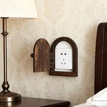 1pc Handmade Wooden Power Outlet Cover (Non-Electric), Covers And Decorates Outlets, Suitable For Living Room Walls, Bedroom Decor, Home Soft Furnishing, Applicable For Game Room, Hotel, B&B, Kitchen Outlet Decoration Protection Box - Brown - View 5