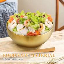 1-2pcs 9 Inch Gold Stainless Steel Soup Bowls, Deep Mixing Bowls, Double-Layer Insulated Salad Containers, Durable Ramen Rice Noodle Bowls, Thermal Sashimi Plates, Suitable For Home Restaurant Buffet BBQ - View 4