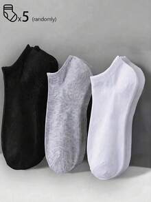 1/5/10/15/20 Pairs Women's Cotton Boat Socks, Invisible Low-Cut Short Socks For Girls, Mesh Breathable Holes, Moisture-Wicking Soft All-Season Commute & Sports Socks, Black/White/Grey Random Colors - Multicolor - View 3