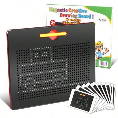 Tablero de Dibujo Magnético Grande 714 Perlas, Tablero de Escritura Reutilizable Borrable, Juguete Educativo para Preescolar, Juguetes Educativos Montessori para Niños y Niñas de 3 4 5 6 7 8 Años