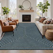 Latte&Fog Alfombras de 153 x 215 cm para Sala de Estar y Dormitorio,Moderna Abstracta Lavable, de Pelo bajo Antideslizante Estilo Boho para Sala de Estar, Oficina, Dormitorio(Negro 5x7ft) - Blanco - Ver 3