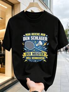 Graphic T-Shirt For Badminton Enthusiasts. Quality Fabric, Loose And Comfortable Fit, Casual, With A Striking Print. - Black - View 2
