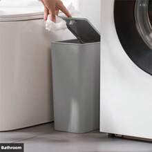 1pc Bathroom Trash Can With Lid, 2.6 Gallon Small Black Trash Can, Trash Can With Lid, Dog-Proof, Plastic Trash Can Suitable For Bedroom, Bathroom And Other Places - 1 - View 12
