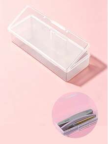 1pc Nail Art Tool Storage Box, Large Capacity, Can Store Nail Polish, Nail Stickers, Nail Files, Etc., Storage Box - White - View 3