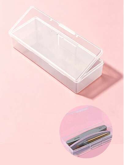 1pc Nail Art Tool Storage Box, Large Capacity, Can Store Nail Polish, Nail Stickers, Nail Files, Etc., Storage Box