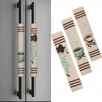 Refrigerator Handle Covers, Set Of 3, Washable Coffee Linen Appliance Door Handle Covers, Adjustable Handle Protectors, Kitchen Decor, Keep Refrigerator, Oven, Stove, Microwave, Dishwasher Clean