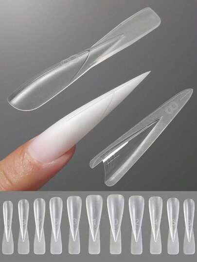 60pcs Original Sandwich Double Layer Nail Molds Cat Eye 15 Sizes Double Layer Nail Extension Molds Fast Nail Extension Molds Nail Salon Nail Tools