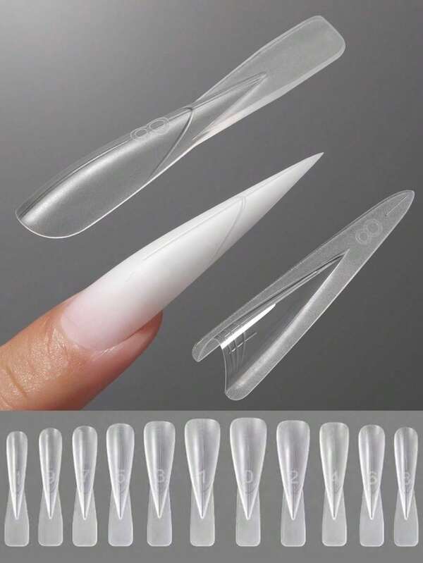 60pcs Original Sandwich Double Layer Nail Molds Cat Eye 15 Sizes Double Layer Nail Extension Molds Fast Nail Extension Molds Nail Salon Nail Tools