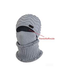 3PCS Unisex Autumn/Winter Knitted Hat, Scarf And Mask Set, Thermal Lined Warm Ear Protection Combination - Multicolor - View 5