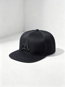 1pc LA Letter Embroidered Flat Brim Baseball Cap, Solid Color Adjustable Casual Street Hip Hop Hat, Unisex - Multiple Styles - View 8