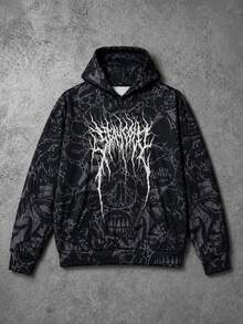 Sudadera con capucha para hombre de otoño/invierno, estilo americano oscuro, estética gótica, subcultura, vintage, elemento de terror, estampado de calavera en todo el Body, para uso diario, hogar, oficina, exterior, ciudad, regular, calle, casual, juvenil, minimalista, campus, retro, versátil, texturizada, elegante, personalizada, deportes - Multicolor - Ver 3