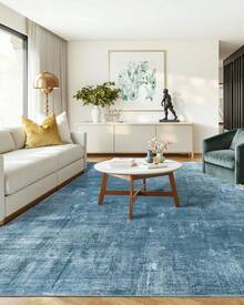 Latte&Fog Alfombras de 153 x 215 cm para Sala de Estar y Dormitorio,Moderna Abstracta Lavable, de Pelo bajo Antideslizante Estilo Boho para Sala de Estar, Oficina, Dormitorio(Negro 5x7ft) - Azul - Ver 8