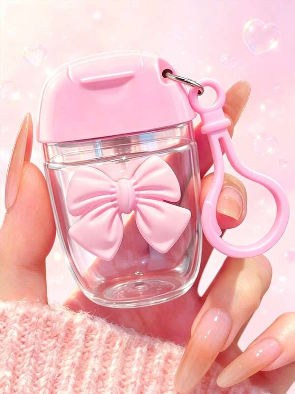 6pcs (30ml) Transparent Hand Sanitizer Dispenser Bottles With Bows, Clear Empty Hand Soap Bottles, Empty Alcohol Spray Bottles With Flip Cap, Keychain Hook, 3D Bow Design Hand Sanitizer/Perfume Bottles, Reusable Portable Refillable Cosmetic Containers, Dispenser Bottles For Liquids, Lotions, Creams, Travel Essentials, Dorm Essentials, Perfect For Women, Mothers, Teachers, Friends, Students, Back To School, Valentine's Day, Mother's Day Gifts, 1oz 3/1pc White/Pink