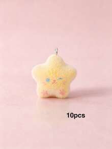 10/20/100pcs Flocked Cartoon Star Cat Pendant Charms, DIY Handmade Keychain Pendants, Bag Charms, Accessories, Decorations - Star - View 8