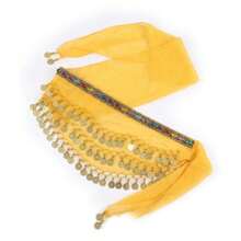 Belly Dance Scarf With Stones And Coins  Luxury Various Models - New Arrival - 黃色 - 查看 2