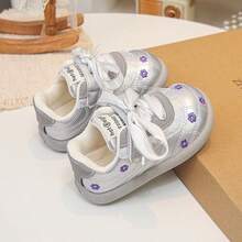 1 Pair Girls' New Embroidered Floral Lightweight Comfortable Casual Shoes, Versatile Sweet Princess Sneakers - Silver - View 4