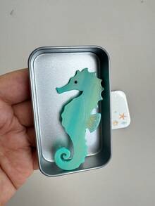 海馬造型髮夾附海馬禮盒，海洋動物髮飾，可愛海洋風髮夾，送給海洋愛好者的完美禮物 - 綠松石色 - 查看 4