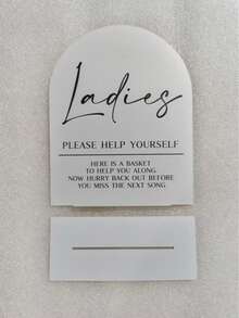 1pc Unisex Acrylic Restroom Sign, Modern Style Wedding Restroom Sign With Base, Printed With "Please Help Yourself" Male/Female Hospitality Basket Decor, Suitable For Wedding Reception, Event And Bridal Shower Party Tabletop Sign - View 7