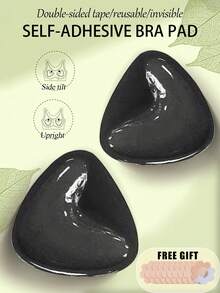 1 Pair Double-Sided Self-Adhesive Silicone Breast Pads, Reusable, Sweat-Proof, Invisible Lift Pads, A-D Cup, Suitable For Swimming And Sports, Can Be Used For Bikini Swimsuits, Sports Bras, Evening Dresses, Etc., Nude And Black Colors Available, Women's Intimate Accessories (10pcs Flower-Shaped Nipple Covers Included) - Multicolor - View 22