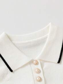 Girls' Bow-Knit Floral Collar Sweater, New Autumn/Winter Children's Knitwear - White - View 3