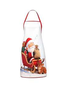 4PCS Christmas Mrs. Claus Apron Set, Funny Santa Costume Print Adjustable Waterproof Kitchen Apron, Holiday Cooking Apron Gift For Women - Multicolor - View 16