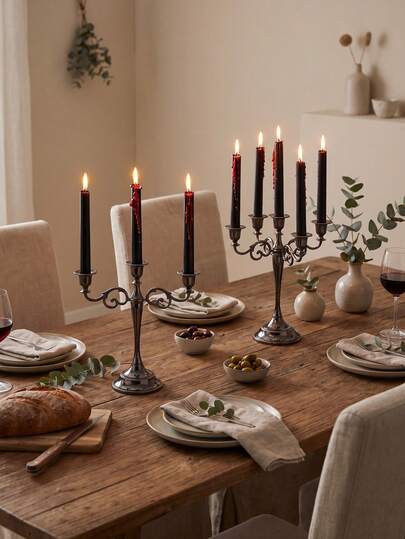 1pc/Set Bohemian Style Zinc Alloy 5-Head/3-Head Candle Holder, Suitable For Home Life, Wedding, Home Decor, Party, Gift, Restaurant, Fireplace Decor, Family Gathering, Graduation Gift, Housewarming Gift, Wedding Gift, Mother's Day Gift, Girlfriend Gift