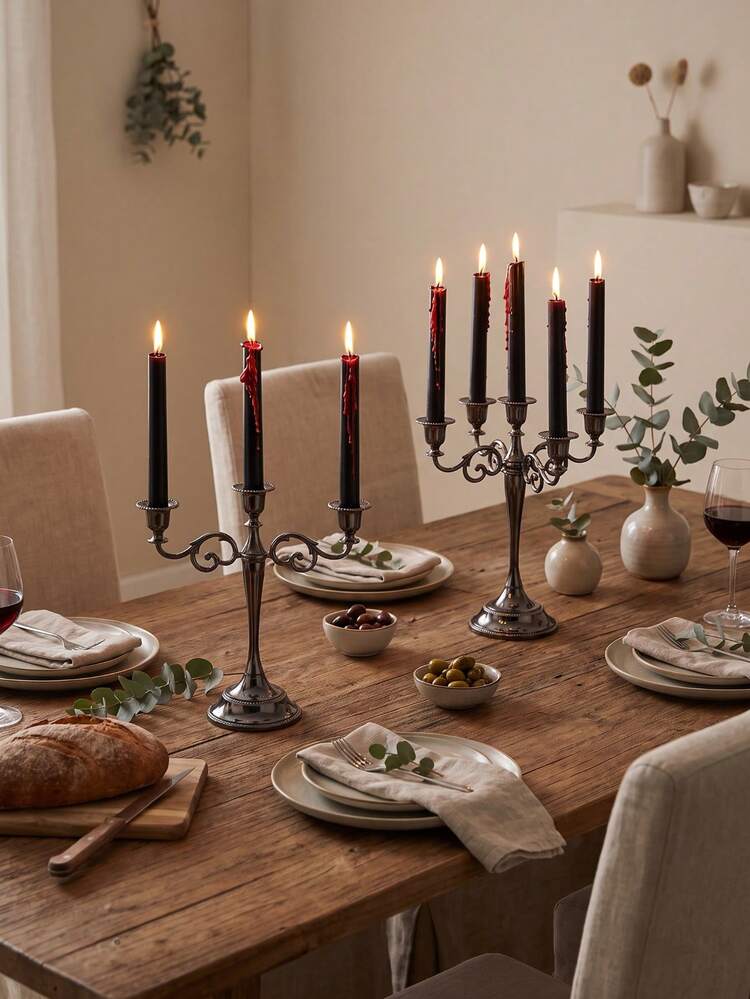 1pc/Set Bohemian Style Zinc Alloy 5-Head/3-Head Candle Holder, Suitable For Home Life, Wedding, Home Decor, Party, Gift, Restaurant, Fireplace Decor, Family Gathering, Graduation Gift, Housewarming Gift, Wedding Gift, Mother's Day Gift, Girlfriend Gift - Gun Black - View 8
