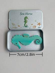 海馬造型髮夾附海馬禮盒，海洋動物髮飾，可愛海洋風髮夾，送給海洋愛好者的完美禮物 - 綠松石色 - 查看 2